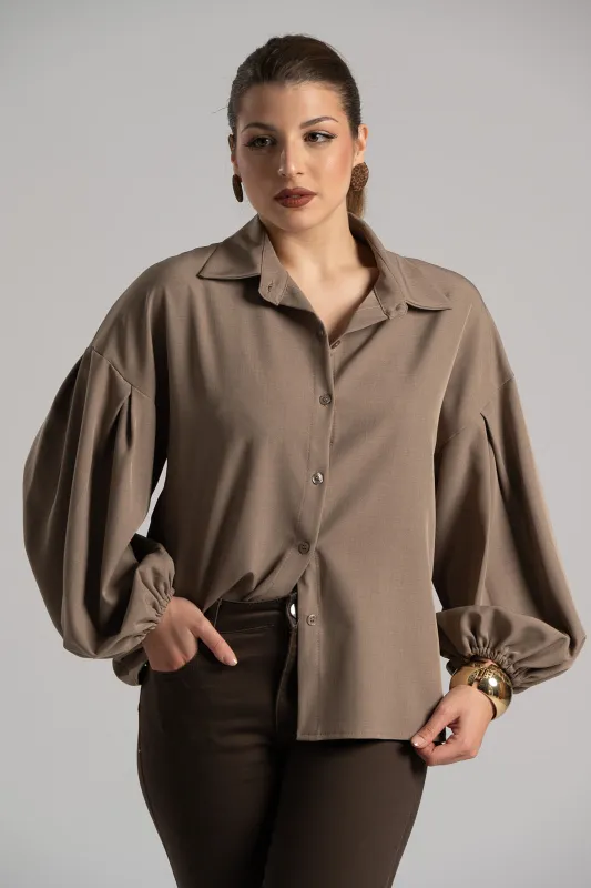 Πουκάμισο Μονόχρωμο Μανίκια Balloon