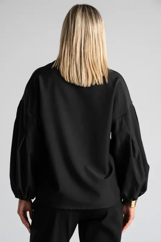 Shirt Solid Color Balloon Sleeve 
