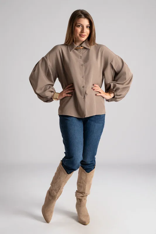 Πουκάμισο Μονόχρωμο Μανίκια Balloon