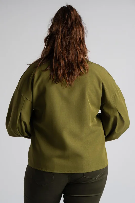 Shirt Solid Color Balloon Sleeve 