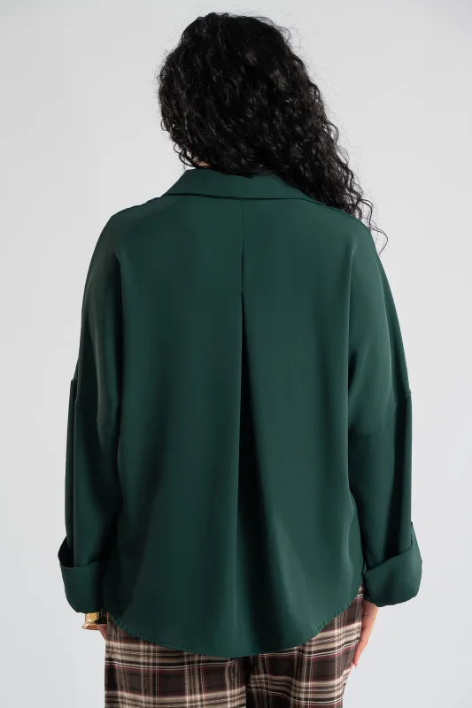 Shirt Solid Color Sleeves Lapel