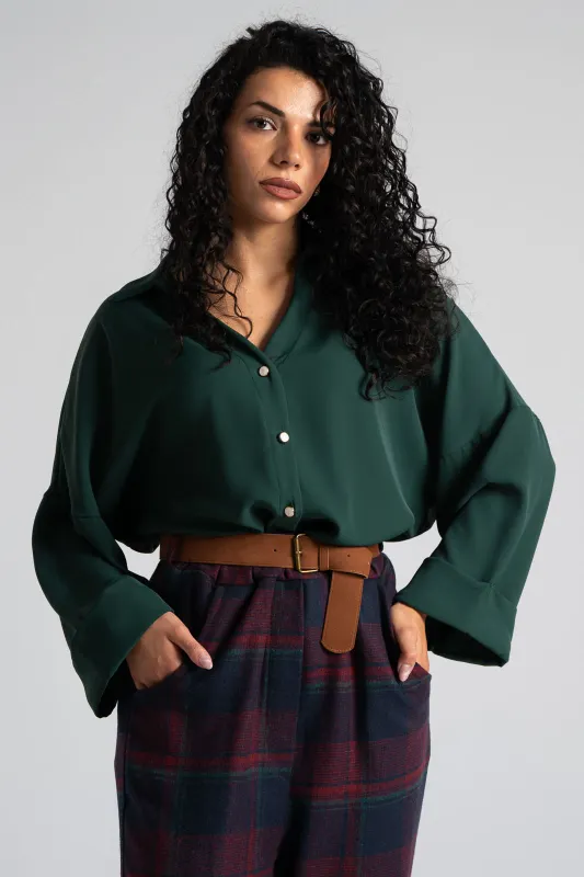 Πουκάμισο Μονόχρωμο Μανίκια Ρεβέρ