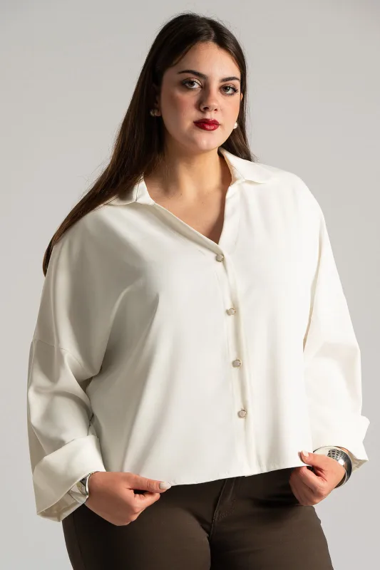 Πουκάμισο Μονόχρωμο Μανίκια Ρεβέρ