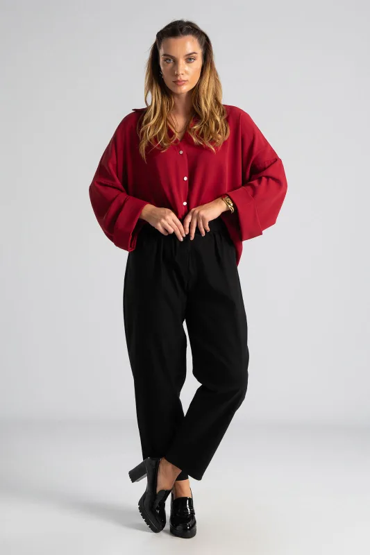 Shirt Solid Color Sleeves Lapel