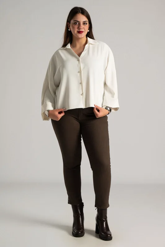 Shirt Solid Color Sleeves Lapel