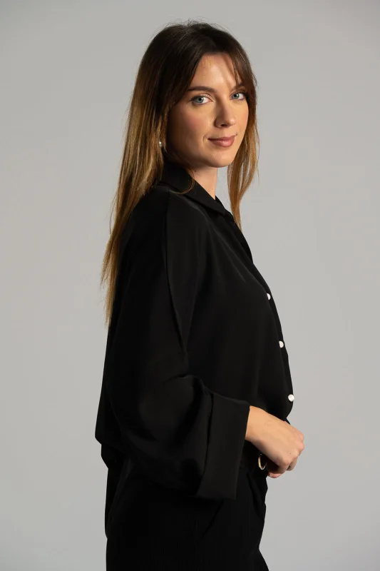 Shirt Solid Color Sleeves Lapel