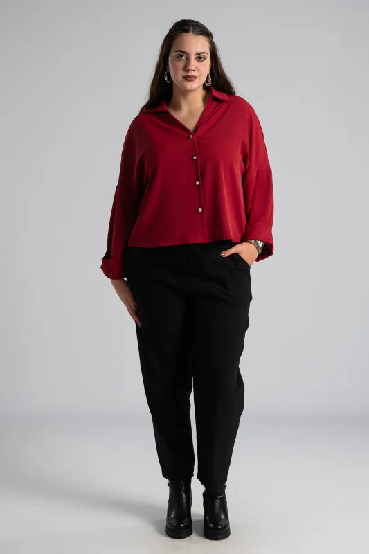 Shirt Solid Color Sleeves Lapel