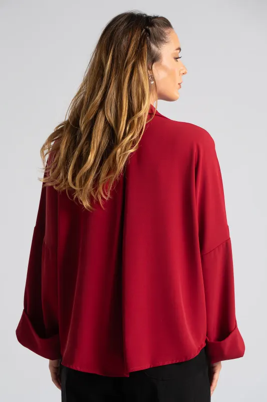 Shirt Solid Color Sleeves Lapel