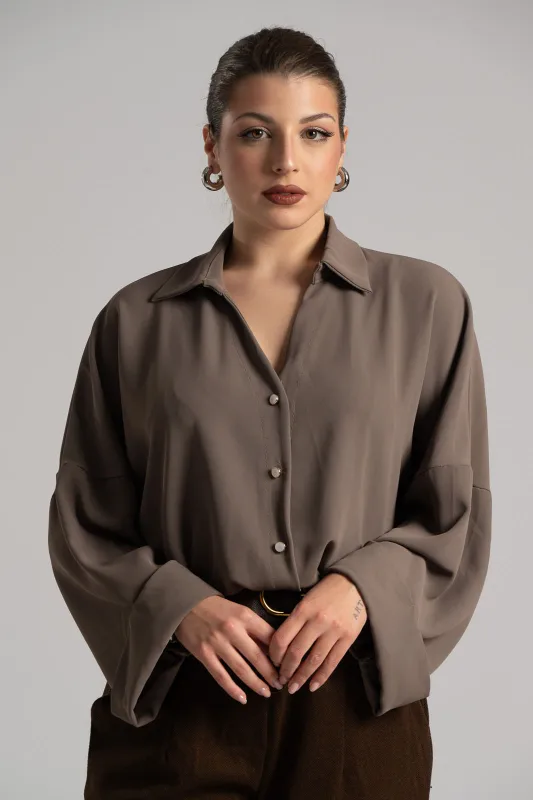 Πουκάμισο Μονόχρωμο Μανίκια Ρεβέρ