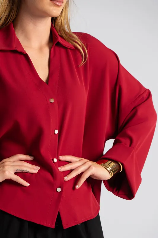 Shirt Solid Color Sleeves Lapel