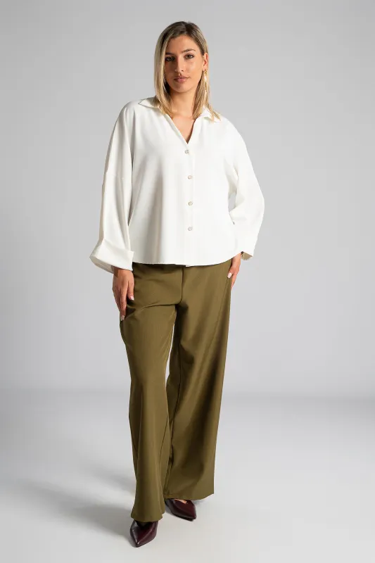 Shirt Solid Color Sleeves Lapel