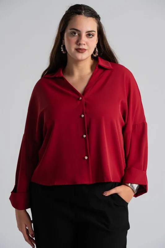 Shirt Solid Color Sleeves Lapel