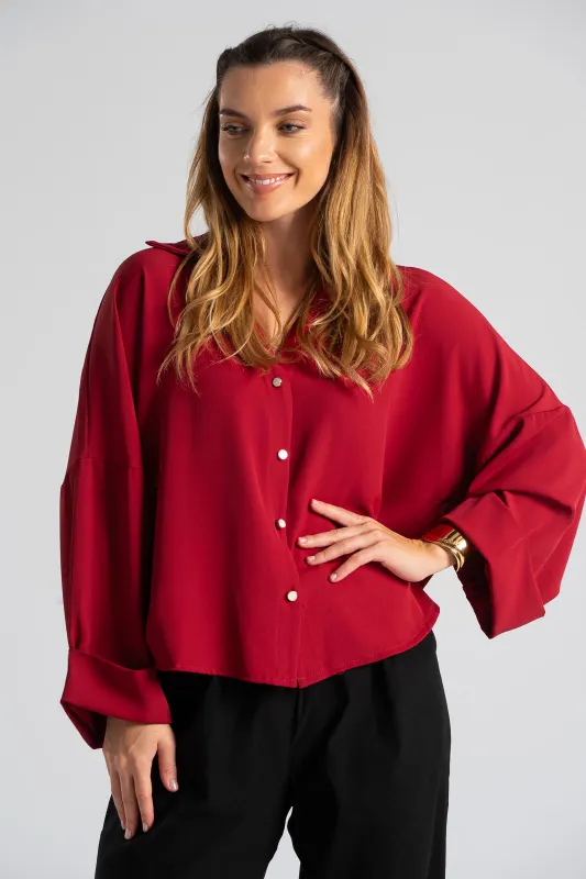 Shirt Solid Color Sleeves Lapel