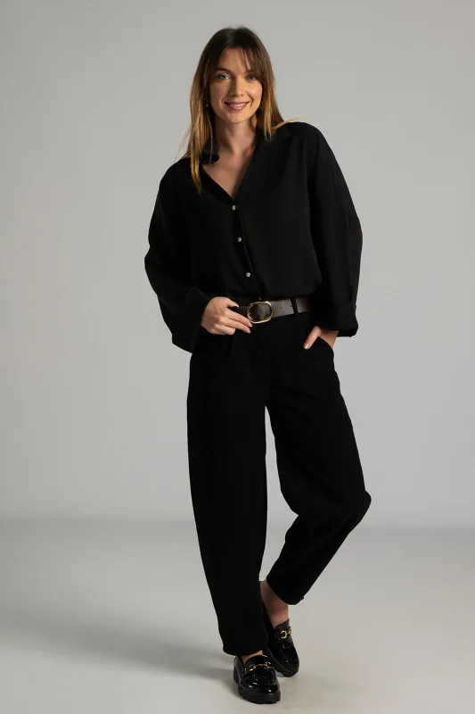 Shirt Solid Color Sleeves Lapel