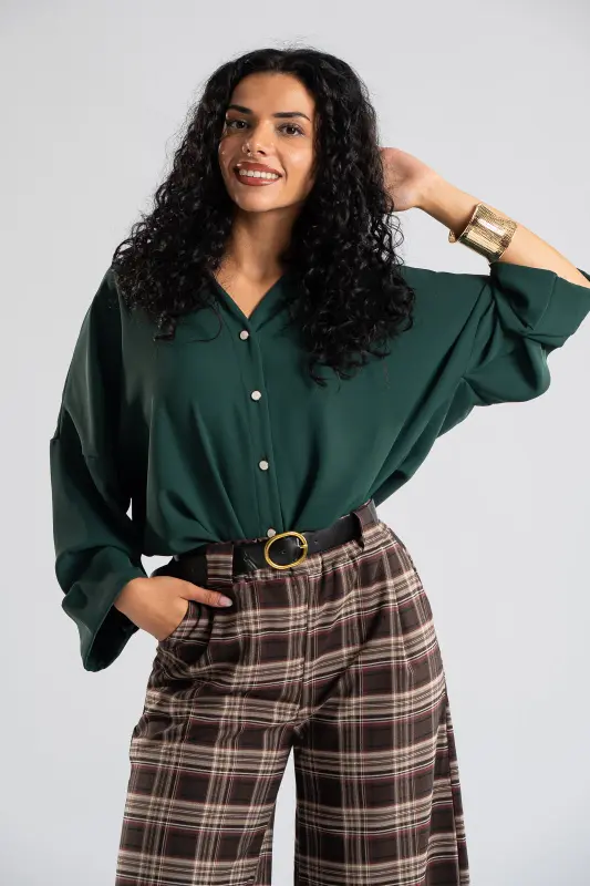 Shirt Solid Color Sleeves Lapel