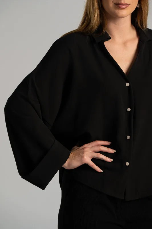 Shirt Solid Color Sleeves Lapel