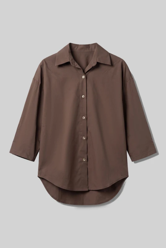 Shirt Solid-Color with 3/4-Length Sleeves