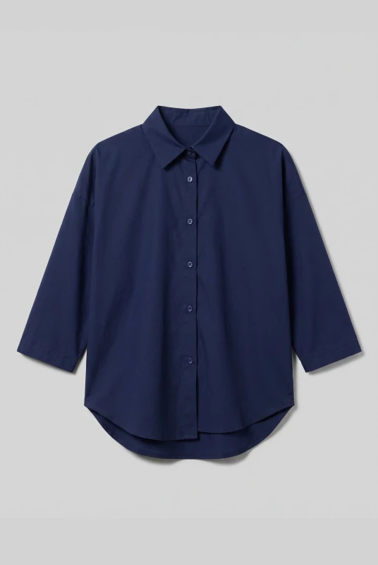Shirt Solid-Color with 3/4-Length Sleeves