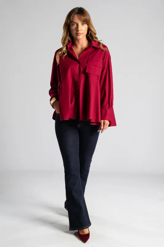 Shirt Solid Color Pleats