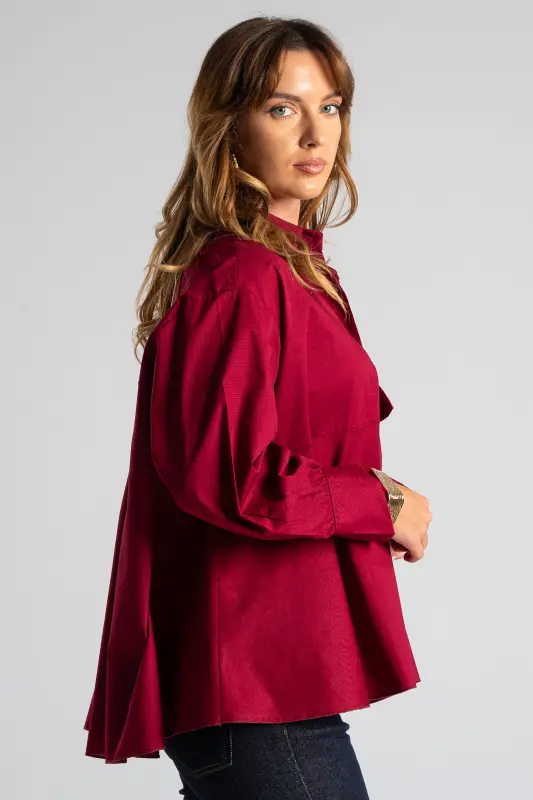 Shirt Solid Color Pleats