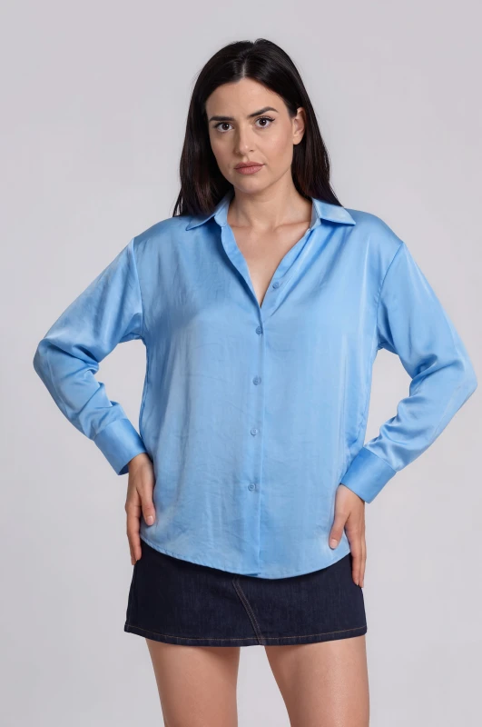 Solid Color Satin Shirt