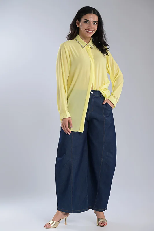 Πουκάμισο Μονόχρωμο Στρας Γιακάς