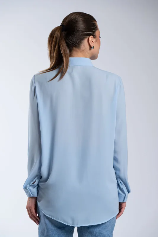 Πουκάμισο Μονόχρωμο Στρας Γιακάς