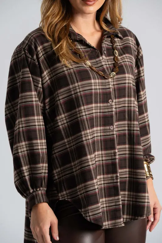 Πουκάμισο Oversized Καρό Πιέτα