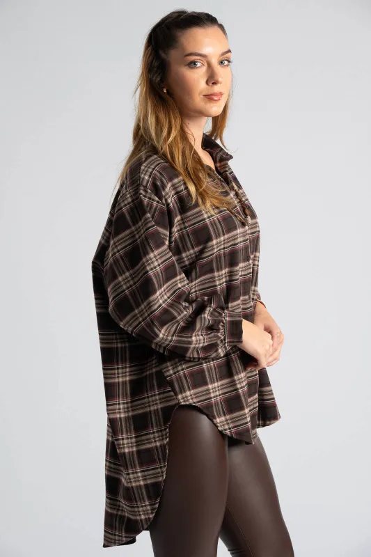 Πουκάμισο Oversized Καρό Πιέτα