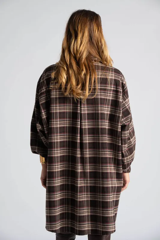 Πουκάμισο Oversized Καρό Πιέτα