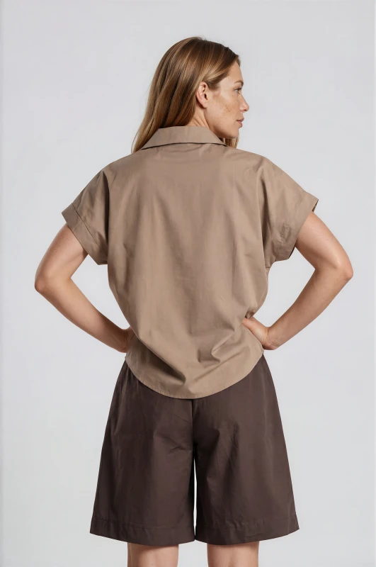 Πουκάμισο Oversized Βαμβακερό Μονόχρωμο