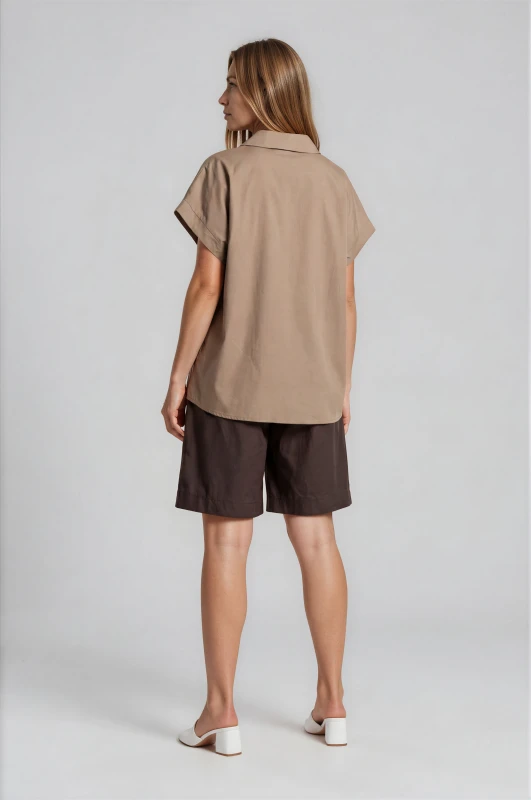 Πουκάμισο Oversized Βαμβακερό Μονόχρωμο