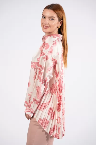 Shirt Pleated Floral Pink-Sugar