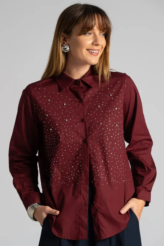Poplin Shirt Rhinstones