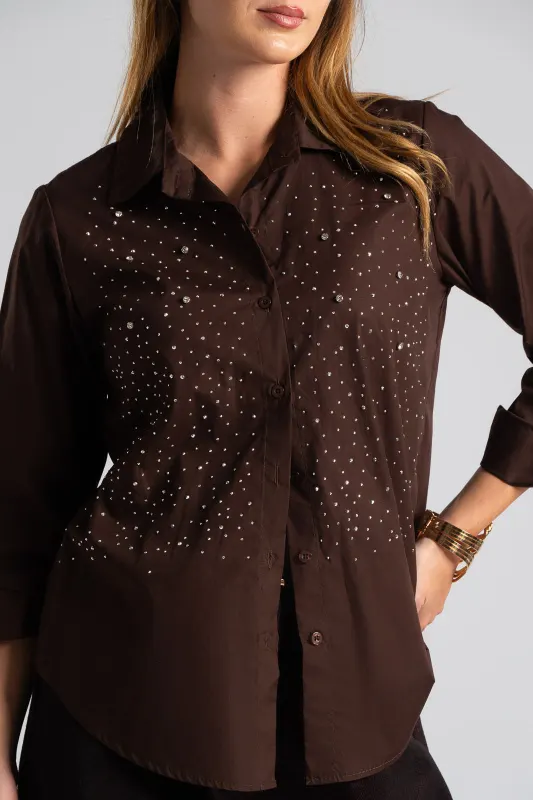 Poplin Shirt Rhinstones