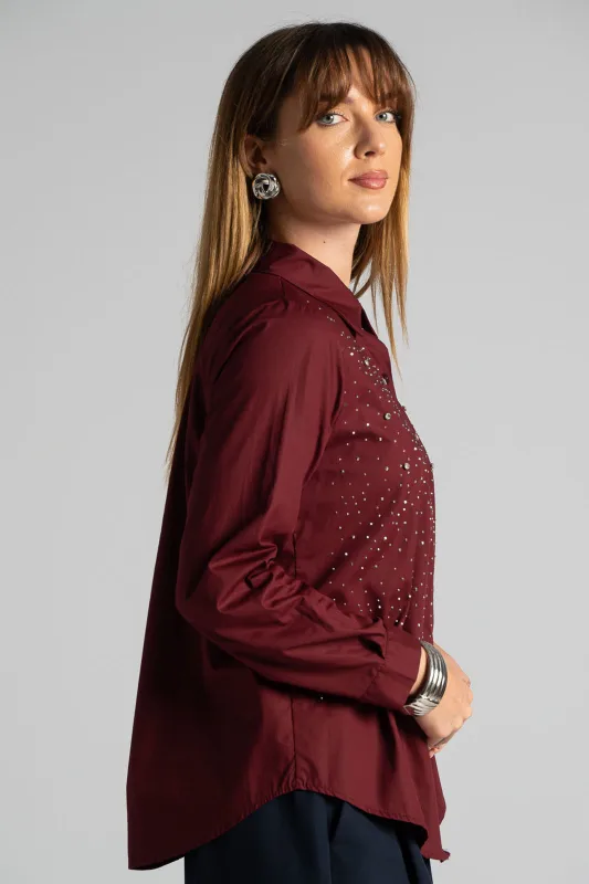 Poplin Shirt Rhinstones