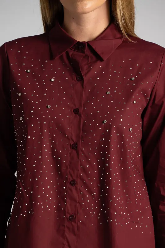 Poplin Shirt Rhinstones