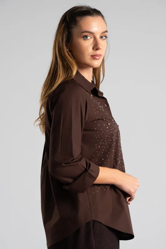 Poplin Shirt Rhinstones