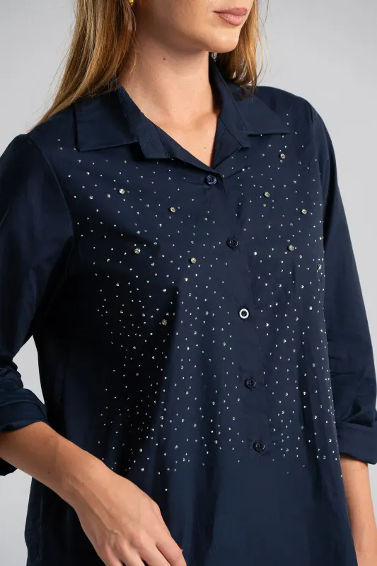 Poplin Shirt Rhinstones