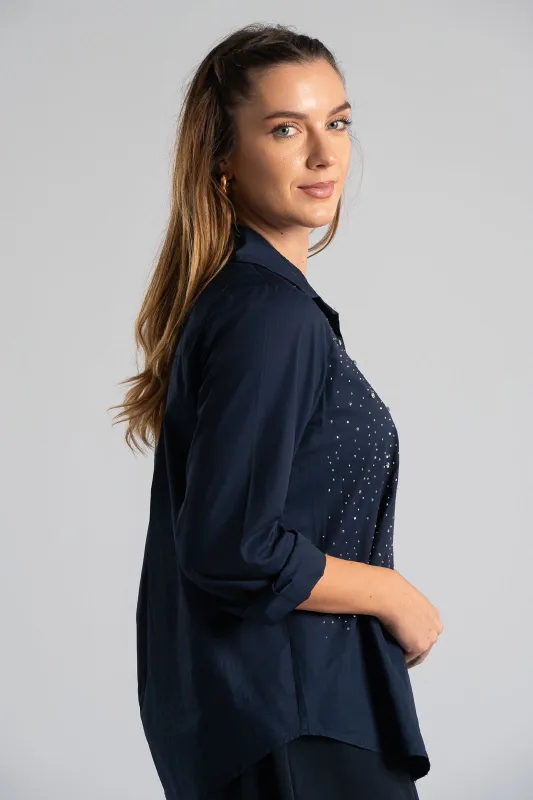 Poplin Shirt Rhinstones