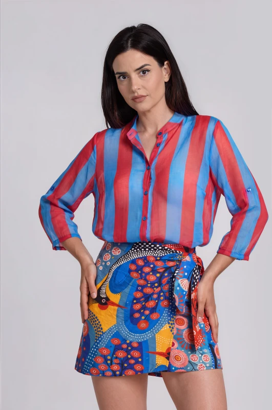Shirt Striped 3/4-Length Sleeves
