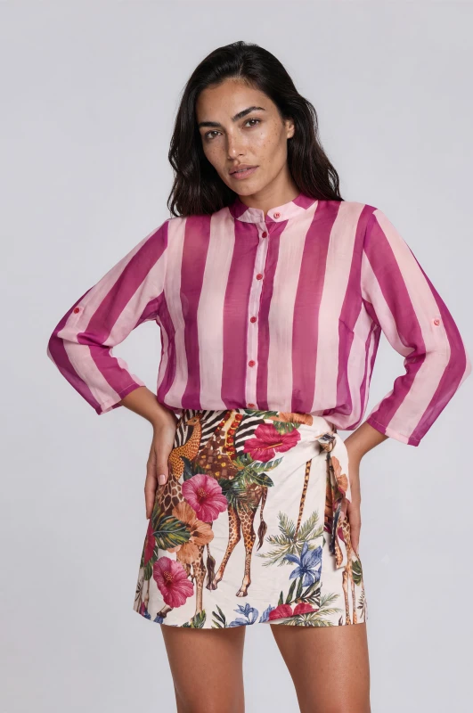 Shirt Striped 3/4-Length Sleeves