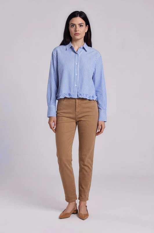 Shirt Striped with Ruffled Hem