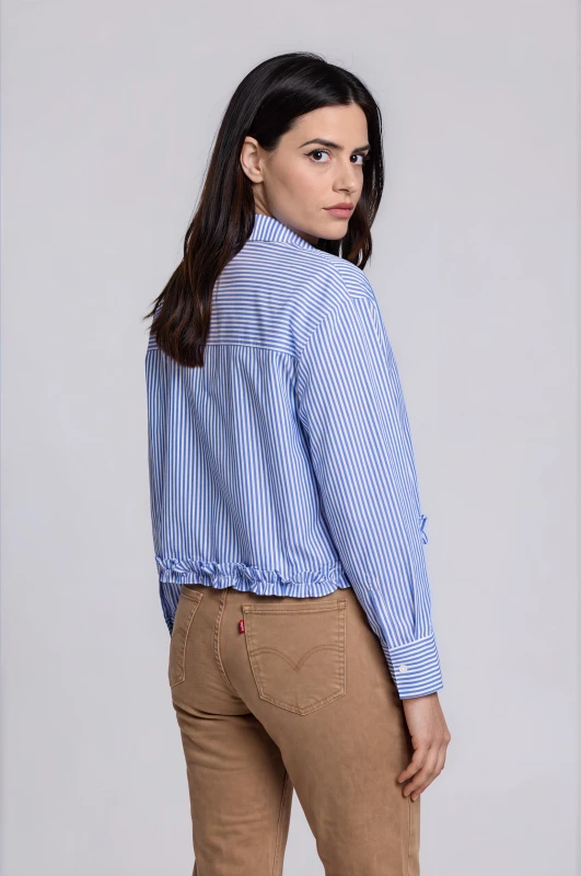 Shirt Striped with Ruffled Hem