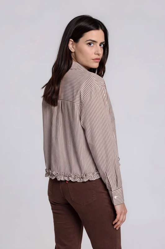 Shirt Striped with Ruffled Hem