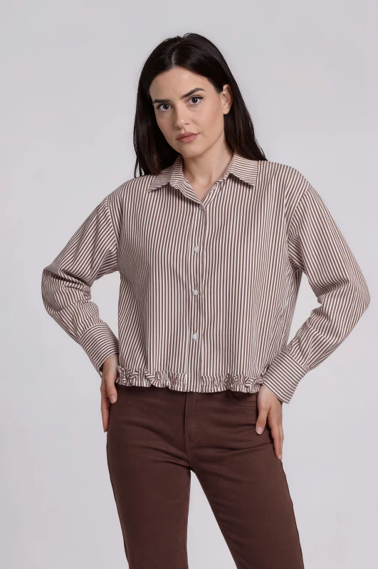 Shirt Striped with Ruffled Hem