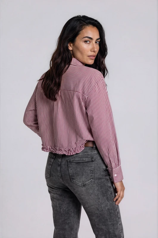 Shirt Striped with Ruffled Hem