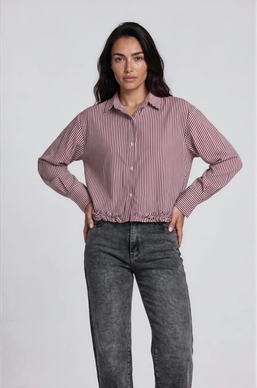 Shirt Striped with Ruffled Hem
