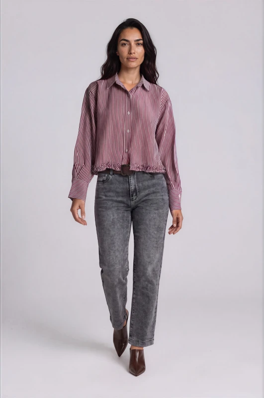 Shirt Striped with Ruffled Hem
