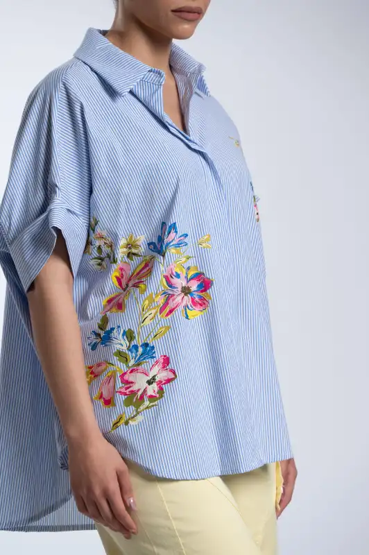 Floral Striped Cotton Shirt